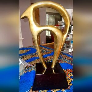 Brass Ram Sculpture On Wood Bought At Southebys Auction Paid $700.